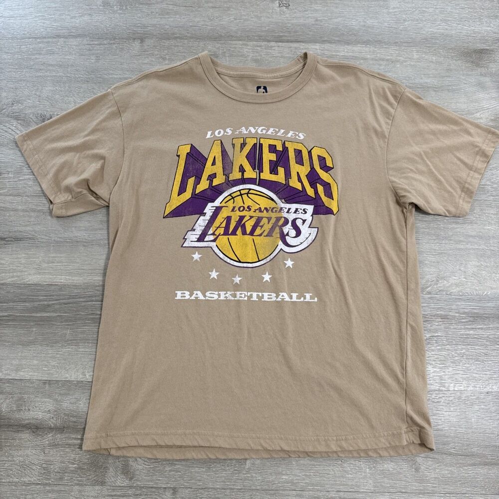 Los Angeles Lakers Shirt NBA Men’s Beige Medium Cotton Blend Basketball Tee